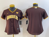 Cheap Women's San Diego Padres Blank Brown With PS Patch Cool Base Stitched Jersey