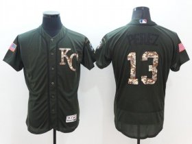 Wholesale Cheap Men Kansas City Royals 13 Perez Green Camo Elite 2022 MLB Jersey