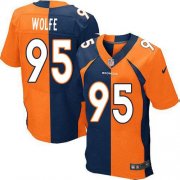 Wholesale Cheap Nike Broncos #95 Derek Wolfe Orange/Navy Blue Men's Stitched NFL Elite Split Jersey