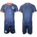 Cheap Men's Netherlands Custom Navy 2024-25 Away Soccer Jersey Suit