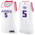 Wholesale Cheap Women's Sacramento Kings #5 De'Aaron Fox White Pink NBA Swingman Fashion Jersey