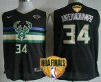 Wholesale Cheap Men's Milwaukee Bucks #34 Giannis Antetokounmpo Black 2021 Finals Patch City Edition NBA Swingman Jersey