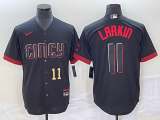 Wholesale Cheap Men's Cincinnati Reds #11 Barry Larkin Number Black 2023 City Connect Cool Base Stitched Jersey2