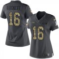 Wholesale Cheap Nike Seahawks #16 Tyler Lockett Black Women's Stitched NFL Limited 2016 Salute to Service Jersey