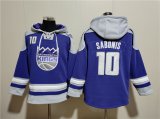 Men's Sacramento Kings #10 Domantas Sabonis Purple Gray Lace-Up Pullover Hoodie