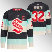 Cheap Men's Seattle Kraken #32 Kraken Deep Sea Blue 2024 Winter Classic Primegreen Stitched Jersey