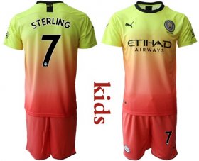 Wholesale Cheap Manchester City #7 Sterling Away Kid Soccer Club Jersey