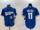 Cheap Men's Los Angeles Dodgers #11 Miguel Rojas Number Blue Cool Base Stitched Jerseys