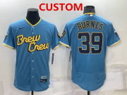 Wholesale Cheap Men's Milwaukee Brewers Custom Blue 2022 City Connect Flex Base Stitched Jersey