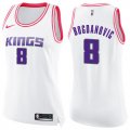 Wholesale Cheap Women's Sacramento Kings #8 Bogdan Bogdanovic White Pink Basketball Swingman Fashion Jersey