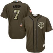 Wholesale Cheap Twins #7 Joe Mauer Green Salute to Service Stitched MLB Jersey