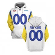 Wholesale Cheap Men's Los Angeles Rams Custom 2022 White Super Bowl LVI Pullover Hoodie