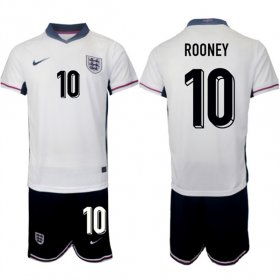 Men\'s England #10 Wayne Rooney 2024-25 White Home Soccer Jersey Suit