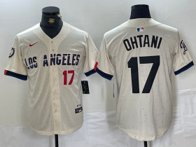 Wholesale Cheap Men\'s Los Angeles Dodgers #17 Shohei Ohtani Cream 2024 City Connect Limited Stitched Jersey