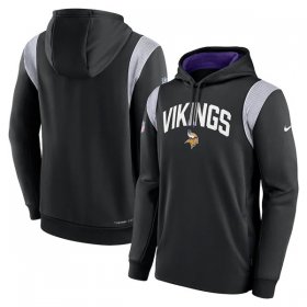 Wholesale Cheap Men\'s Minnesota Vikings Black Sideline Stack Performance Pullover Hoodie