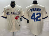 Wholesale Cheap Men's Los Angeles Dodgers #42 Jackie Robinson Number Cream 2024 City Connect Limited Stitched Jersey