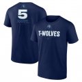 Cheap Men's Minnesota Timberwolves #5 Anthony Edwards Navy Name & Number T-Shirt