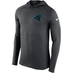 Wholesale Cheap Men\'s Carolina Panthers Nike Charcoal Stadium Touch Hooded Performance Long Sleeve T-Shirt