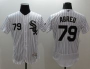 Wholesale Cheap White Sox #79 Jose Abreu White(Black Strip) Flexbase Authentic Collection Stitched MLB Jersey