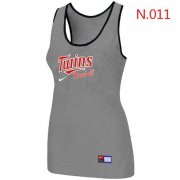 Wholesale Cheap Women's Nike Minnesota Twins Tri-Blend Racerback Stretch Tank Top Light Grey