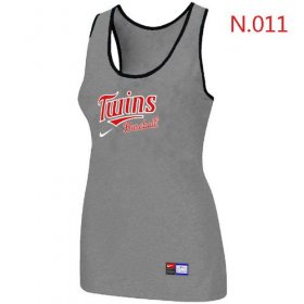 Wholesale Cheap Women\'s Nike Minnesota Twins Tri-Blend Racerback Stretch Tank Top Light Grey