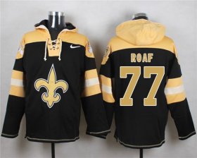 Wholesale Cheap Nike Saints #77 Willie Roaf Black Player Pullover NFL Hoodie