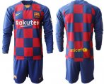 Wholesale Cheap Barcelona Blank Home Long Sleeves Soccer Club Jersey