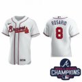 Wholesale Cheap Men Nike Atlanta Braves 8 Eddie Rosario White Alternate Stitched Baseball Stitched MLB 2021 Champions Patch Jersey