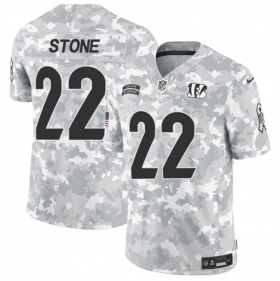 Cheap Men\'s Cincinnati Bengals #22 Geno Stone 2024 F.U.S.E Arctic Camo Salute To Service Limited Stitched Football Jersey