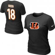 Wholesale Cheap Women's Nike Cincinnati Bengals #18 A.J. Green Name & Number T-Shirt Black