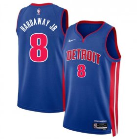 Men\'s Detroit Pistons #8 Tim Hardaway Jr Blue 2024 Icon Edition Stitched Jersey