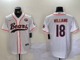 Men's Chicago Bears #18 Caleb Williams White With Patch Cool Base Stitched Baseball Jersey