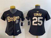 Cheap Women's Los Angeles Dodgers #25 Tommy Edman Black Gold Limited Stitched Baseball Jersey(Run Small)