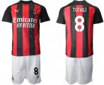 Wholesale Cheap Men 2020-2021 club AC milan home 8 red Soccer Jerseys