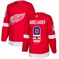 Wholesale Cheap Adidas Red Wings #8 Justin Abdelkader Red Home Authentic USA Flag Stitched NHL Jersey