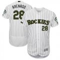 Wholesale Cheap Rockies #28 Nolan Arenado White Strip Flexbase Authentic Collection Memorial Day Stitched MLB Jersey