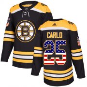 Wholesale Cheap Adidas Bruins #25 Brandon Carlo Black Home Authentic USA Flag Stitched NHL Jersey