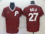 Wholesale Cheap Men Philadelphia Phillies 27 Nola Red Game Throwback Nike 2022 MLB Jersey