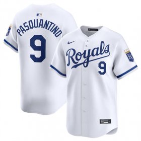 Cheap Men\'s Kansas City Royals #9 Vinnie Pasquantino White 2024 Home Limited Stitched Baseball Jersey