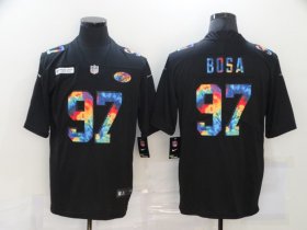 Wholesale Cheap Men\'s San Francisco 49ers #97 Nick Bosa Multi-Color Black 2020 NFL Crucial Catch Vapor Untouchable Nike Limited Jersey