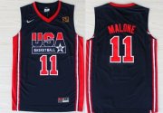 Wholesale Cheap 1992 Olympics Team USA #11 Karl Malone Navy Blue Swingman Jersey