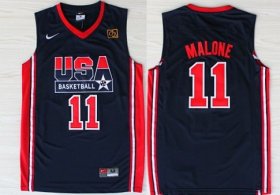 Wholesale Cheap 1992 Olympics Team USA #11 Karl Malone Navy Blue Swingman Jersey