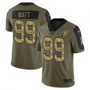 Wholesale Cheap Men's Olive Arizona Cardinals #99 J.J. Watt 2021 Camo Salute To Service Limited Stitched Jersey