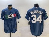 Cheap Men's Los Angeles Dodgers #34 Fernando Valenzuela blue Authentic Collection Stitched MLB Jersey