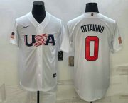 Cheap Men's USA Baseball #0 Adam Ottavino 2023 White World Baseball Classic Stitched Jerseys