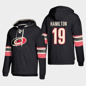 Wholesale Cheap Carolina Hurricanes #19 Dougie Hamilton Black adidas Lace-Up Pullover Hoodie