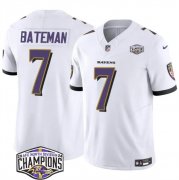 Cheap Men's Baltimore Ravens #7 Rashod Bateman White F.U.S.E 2024 AFC North Division Champions Vapor Limited Football Jersey