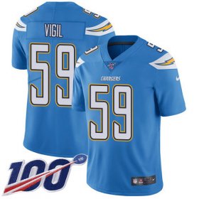 Wholesale Cheap Nike Chargers #59 Nick Vigil Electric Blue Alternate Men\'s Stitched NFL 100th Season Vapor Untouchable Limited Jersey