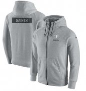 Wholesale Cheap Men's New Orleans Saints Nike Ash Gridiron Gray 2.0 Full-Zip Hoodie