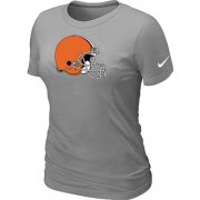 Wholesale Cheap Women's Nike Cleveland Browns Logo NFL T-Shirt Light Grey